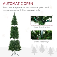 HOMCOM 7.5' Artificial Pencil Christmas Trees, with Auto Open, Steel Base, Pine Needles, for Home Xmas Decoration(m-7)
