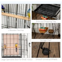 PawHut 60" Large Bird Cage with Openable Top for Cockatie, Sun Conure(m-5)