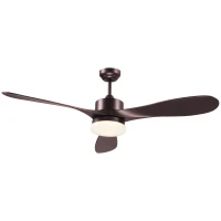 HOMCOM 52" Reversible 3 Blades Ceiling Fan with Light, Modern Indoor Mount LED Lighting Fan with Remote Control, for Bedroom, and Living Room, Brown(m-1)