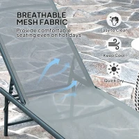 Outsunny Folding Outdoor Lounge Chair, Reclining Chaise Lounge Tanning Chair w/ Adjustable Back, Mesh Seat, Light Grey(m-5)