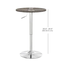 HOMCOM Adjustable Bar Table for 2, Round Pub Table with PE Rattan Top and Steel Base for Home Bar, Small Dining Room, Brown(m-3)