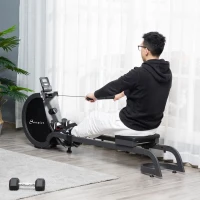 Soozier Rowing Machine with 16 Adjustable Resistance Levels Magnetic Foldable Rower with 2 Aluminum Slide Rails, Digital Monitor, for Home Use, Gym, Office(m-1)