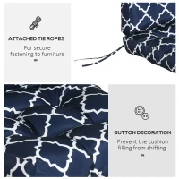 Outsunny Outdoor Seat/Back Chair Cushion, One-Piece Patio Chair Cushion Replacement, Tufted Pillow with Thick Filling and String Ties, 44" x 42" x 4", Blue(m-5)