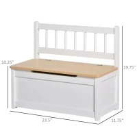 Qaba 2-in-1 Kids Wooden Toy Organizer Chest Storage Box with Seat Bench Cabinet Chunk Cube with Safety Pneumatic Rod White(m-3)