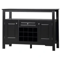 HOMCOM Sideboard Buffet Cabinet, 46" Kitchen Storage Cabinet with Wine Rack and Drawer, Coffee Bar Station, Black(m-11)