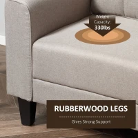 HOMCOM Button Tufted Armchair Modern Single Sofa Chair Upholstered Accent Chair with Rubber Wood Legs and Thick Padding Mid-Back for Living Room and Bedroom, Beige(m-5)