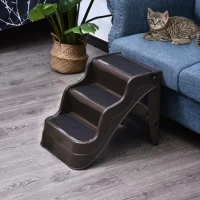 PawHut Pet Stairs Dogs and Cats Folding Ladder Puppy Portable 3 Steps Home Travel Using Brown(m-8)