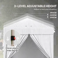 Outsunny 6.7' x 6.7' Pop-Up Canopy Tent with Sidewalls, Height-Adjustable, Carry Bag Included, for Outdoor, Garden, Patio, White(m-5)
