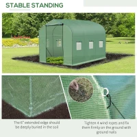 Outsunny 9.7' x 6.4' x 6.4' Steeple Walk-in Tunnel Greenhouse Garden Plant Seed Grow Tent Polythene with Windows and Door Green(m-5)