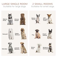 PawHut Dog Crate Furniture for Large Small Dogs, Double Dog Kennel, Oak(m-8)