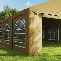 Outsunny 20' x 40' Party Tent, Outdoor Canopy Tent with Removable Sidewalls, 12 Windows for Parties, Wedding, Events, BBQ, Brown(m-9)