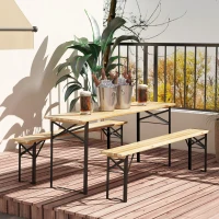 Outsunny 6' Portable Picnic Table and Bench Set, Outdoor Wooden Folding Camping Dining Table Set for Patio Garden Outdoor Activities(m-2)