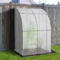 Outsunny 5' x 4' x 7' Outdoor Lean-to Walk-in Garden Greenhouse with Roll-Up Door Hot House for Plants Herbs Vegetables, White(m-8)