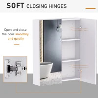 HOMCOM Wall Mount Medicine Cabinet with Mirror, Bathroom Mirror Cabinet Storage Organizer with Adjustable Shelf, Double Door Cupboard, Soft Closing, 23.5" x 29.5", Light Lilac(m-6)