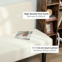 HOMCOM 46.5" Loveseat Couch with USB Ports, Corduroy Love Seat Sofa with Wood Legs for Living Room, Bedroom, Small Space, Cream(m-6)