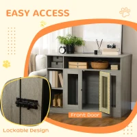 PawHut 47" Dog Crate Furniture with Storage, for Large Medium Dogs, Gray(m-7)
