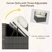 Outsunny 7 Pieces Outdoor Patio Furniture Set, PE Rattan Wicker Sectional Sofa Set with Cushions, Coffee Table, White(m-7)