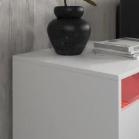 HOMCOM Bedside Table Set of 2, Side End Tables with Charging Station and USB Ports, LED Lights, 19" x 17" x 22", White(m-9)