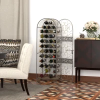 HOMCOM 45 Bottle Wrought Iron Wine Rack Jail with Lock - Antique Bronze(m-2)
