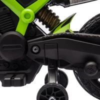 Qaba 6V Kids Motorcycle with Training Wheels, Horn & Start Sound, for 3-8 Years, Green(m-8)