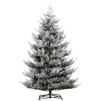 HOMCOM 9 FT Artificial Christmas Tree, Flocked Hinged Xmas Tree with 1939 Tips, Steel Base, Auto Open, Green(m-11)