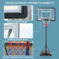 Soozier Basketball Hoop Outdoor, Portable Basketball Goal, 5.5FT-7.5FT Height Adjustable with 33'' Backboard and Wheels for Kids Junior Adults Use(m-7)