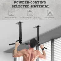 Soozier Ceiling Mounted Pull Up Bar Wall Mount Chin Up Bar Upper Body Strength Training Station Home Gym Black(m-6)