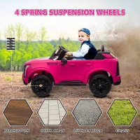 Qaba 2-Seater Ride on Truck, 12V Cadillac Escalade Licensed Kids Electric Car with Remote , Spring Suspension, Pink(m-9)