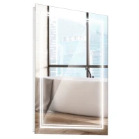 kleankin 32" x 24" LED Bathroom Mirror, Lighted Vanity Mirror, Wall Mounted with Smart Touch Button, Horizontally and Vertically, Waterproof, Plug-in, Silver(m-11)