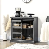 HOMCOM Buffet Cabinet Kitchen Storage Sideboard with Glass Sliding Door, Adjustable Shelf for Dining Room, Gray(m-8)