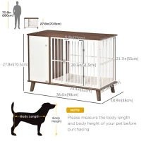 PawHut Furniture Style Dog Crate, Pet Cage Kennel End Table, Indoor Decorative Dog House, with Wooden Top, Door, for Small Dogs, Brown(m-3)