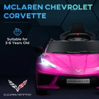 Qaba 12V Kids Electric Car Corvette Licensed w/ Remote Control, Suspension System, Music, Headlight, Slow Start, Pink(m-4)