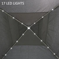 Outsunny 11' x 11' Pop Up Canopy, Instant Canopy Tent with Solar LED Lights, Remote Control, Zippered Mesh Sidewalls and Carrying Bag for Backyard Garden Patio, Gray(m-8)