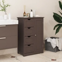 kleankin Bathroom Storage Cabinet, Floor Cabinet with Adjustable Shelf and 4 Drawers, Side Cabinet for Washroom, Brown(m-8)