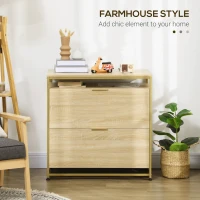 Vinsetto Lateral Filing Cabinet, 2 Drawers File Cabinet with Hanging Bars for A4 and Letter Size, Printer Stand for Home Office, Natural Tone(m-5)