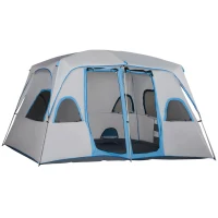 Outsunny 4-8 Person Family Tent, Camping Tent with 2 Room Mesh Windows, Easy Set Up for Outdoor, Grey(m-11)