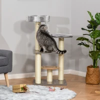 PawHut Cat tree Tower Climbing Kitten Activity Center Furniture with Sisal Scratching Post Round Toy Perch Hanging Balls 19.75" x 19.75" x 40.5"(m-10)