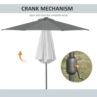 Outsunny 9ft Solar Patio Umbrella Outdoor Sunshade 24 LED Lights Tilt Canopy, Charcoal Grey(m-7)