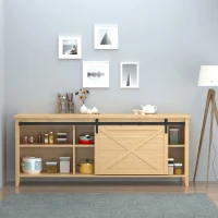 HOMCOM 6FT Mini Barn Door Hardware Kit, Sliding Barn Door Cabinet Hardware Kit for 19.7" Wide Door, Black(m-6)