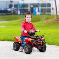 Aosom 6V Kids ATV Quad, 4 Wheeler Battery Powered Electric Ride on Car with Music, Forward, for Boys and Girls Ages 18-36 Months, Red(m-1)