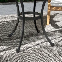 Outsunny Patio Table, Round Side Table with Cast Aluminium Frame, Adjustable Feet for Patio, Garden, Balcony, Black(m-10)