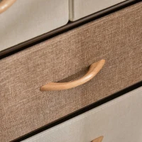 HOMCOM 5-Drawer Fabric Dresser Tower, 4-Tier Storage Organizer with Steel Frame for Hallway, Bedroom, and Closet, Maple Wood(m-9)