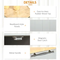 HOMCOM 41" Modern Rolling Kitchen Island on Wheels, Utility Cart Storage Trolley with Rubberwood Top & Drawers, Gray(m-7)