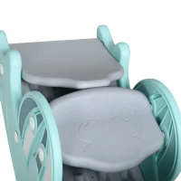 Qaba 3-in-1 Kids Portable Slide Rocking Horse Toy with Basketball Hoop for Age 1.5-3 Boys and Girls, Mint Green(m-9)