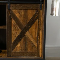 HOMCOM Rolling Kitchen Island Cart with Adjustable Shelf, Rustic Brown(m-9)