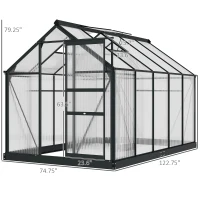 Outsunny 6.2' x 10.3' x 6.6' Outdoor Greenhouse with Walk-in Vent Door for Backyard Garden Gray(m-3)
