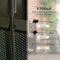 Outsunny 15" Outdoor Firewood Rack with Wheels and Tools, Heavy Duty Wood Storage Stacker, Indoor Outdoor Log Rack, Black(m-5)