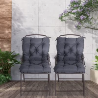 Outsunny Patio Chair Cushions Set of 2, 39" x 20" x 3" Outdoor Tufted Cushion Set with Ties for Indoor Outdoor Garden Furniture, Dark Grey(m-8)
