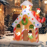 Outsunny 7FT Giant Inflatable Gingerbread House, Christmas Blow Up Decoration with Built-in LED Lights for Indoor, Outdoor, Yard(m-8)