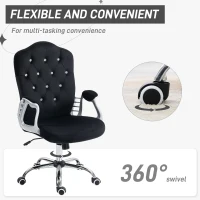 Vinsetto Velvet Office Chair Desk Chair with 360 Degree Swivel Wheels Adjustable Height Tilt Function Black(m-6)